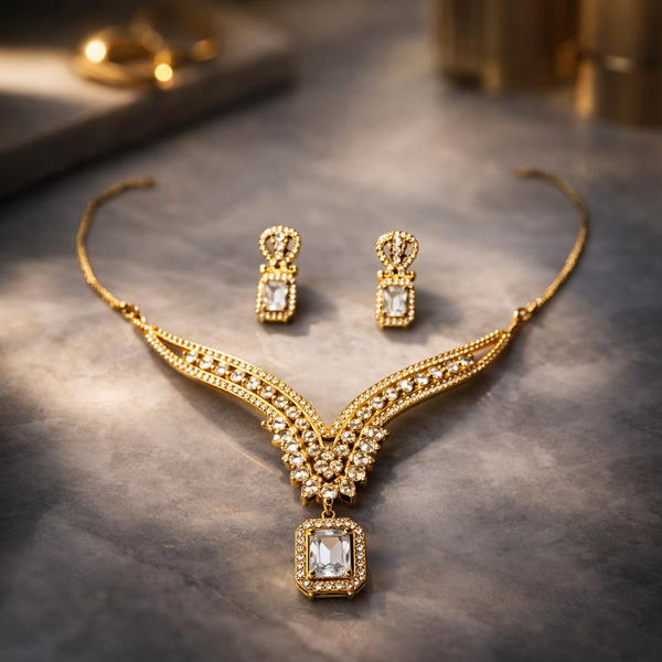 Evara™ Regal Crystal Drop Necklace Set (2-Piece)