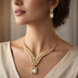 Evara™ Regal Crystal Drop Necklace Set (2-Piece)
