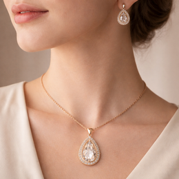 Evara™ Crystal Teardrop Pendant Set (2-Piece)