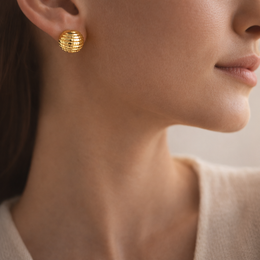 Evara™ Textured Gold Dome Stud Earrings