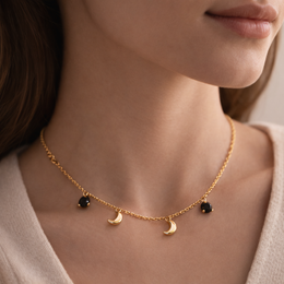 Evara™ Midnight Moon Charm Necklace