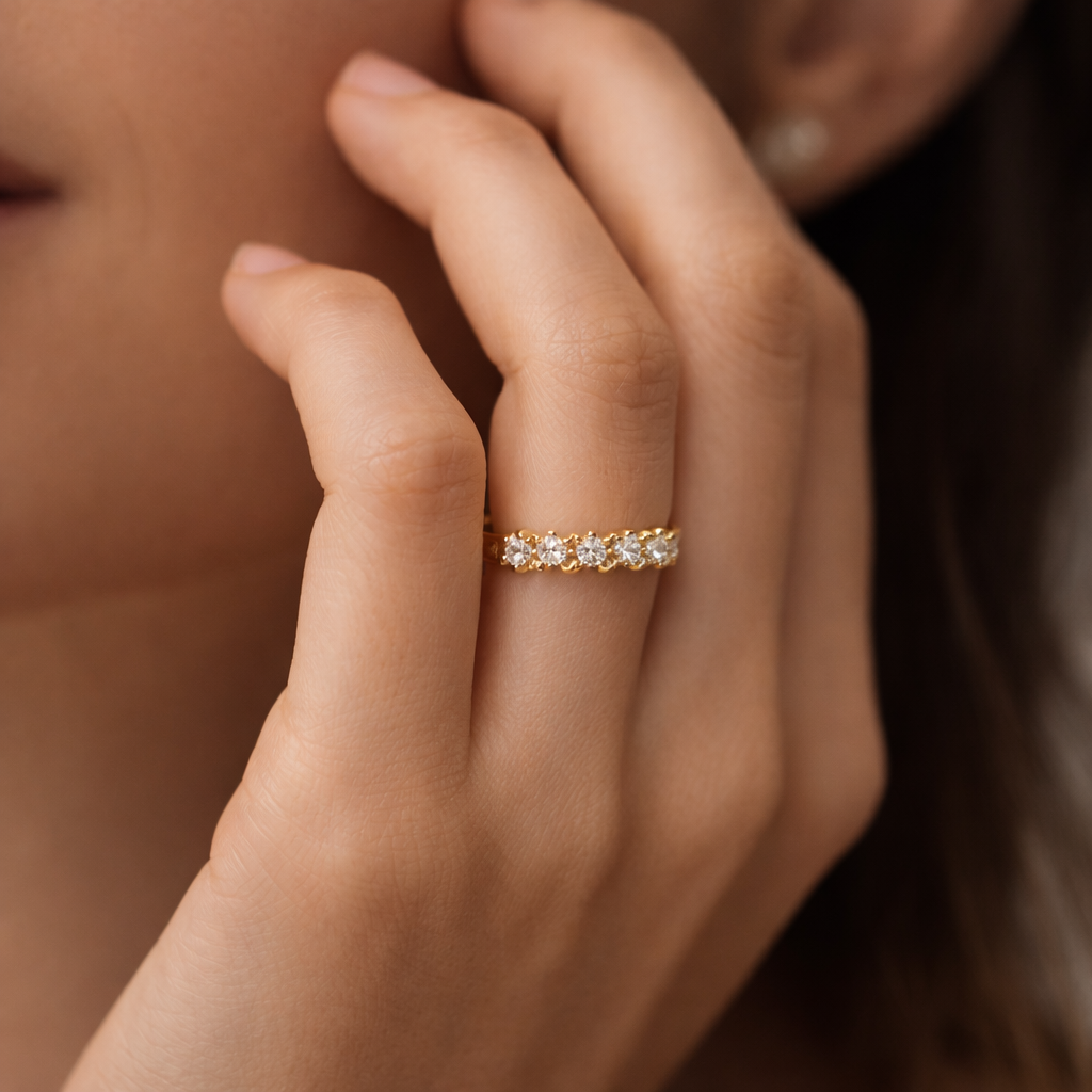 Evara™ Crystal Eternity Gold Ring
