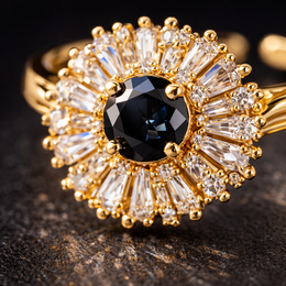 Evara™ Noir Bloom Crystal Statement Ring
